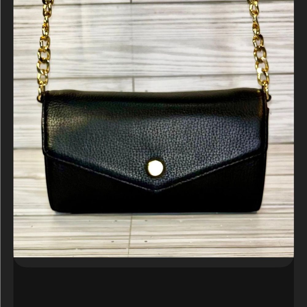 087- Stella Max Black Leather Cellphone Crossbody Shoulder bag